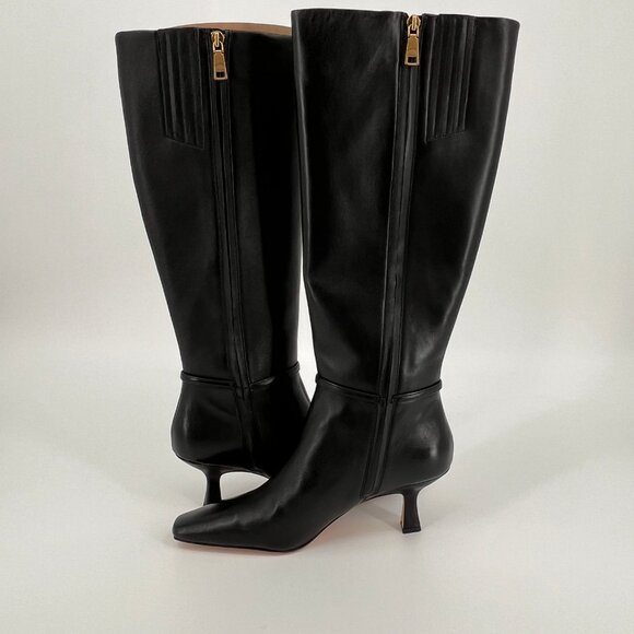 Coach Raquel Leather Tall Boots Size 9B Black Zip Closure Mid Heel CW985 - Picture 10 of 16